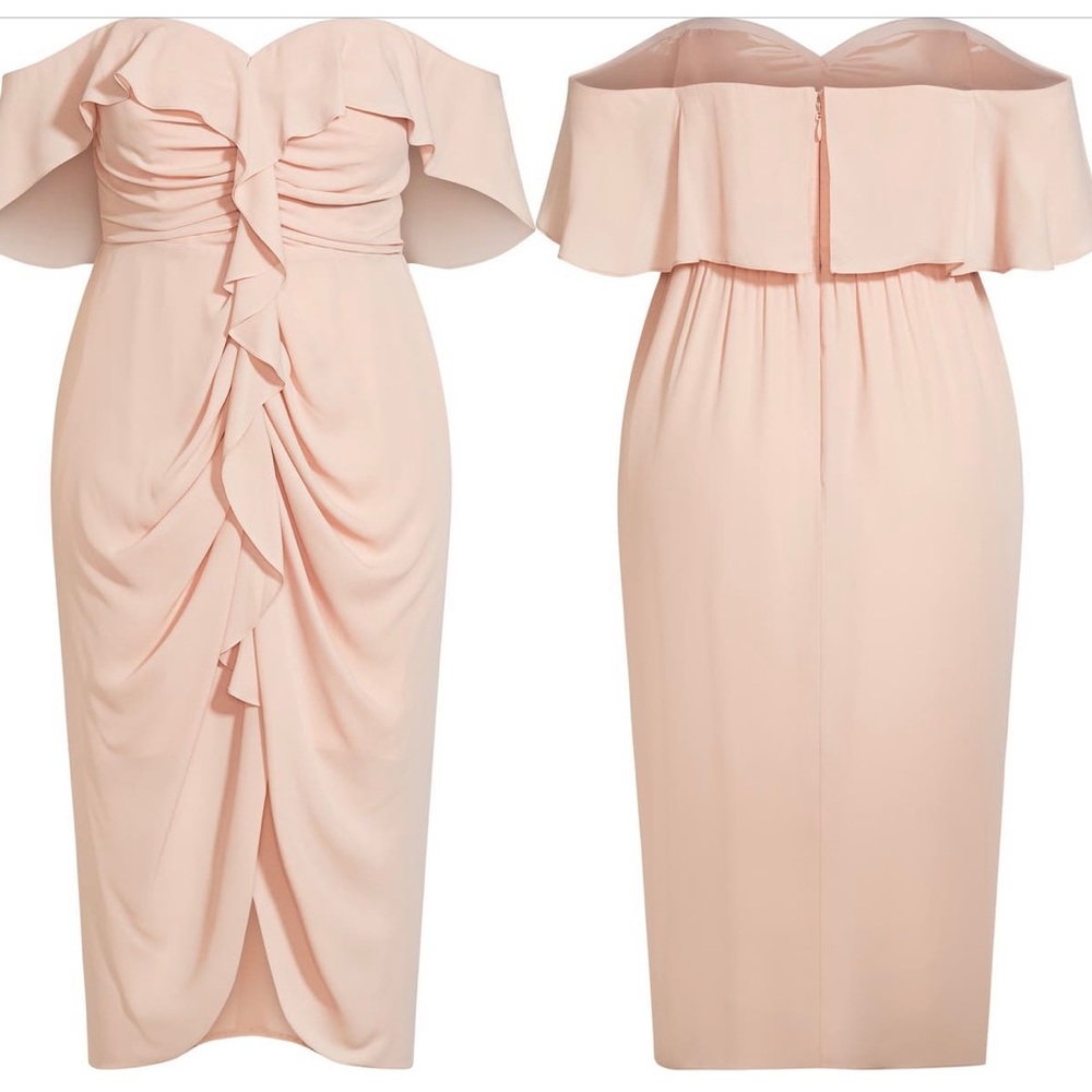 NWT City Chic Va Va Voom Cold Shoulder Dress ballet pink size small (16W)